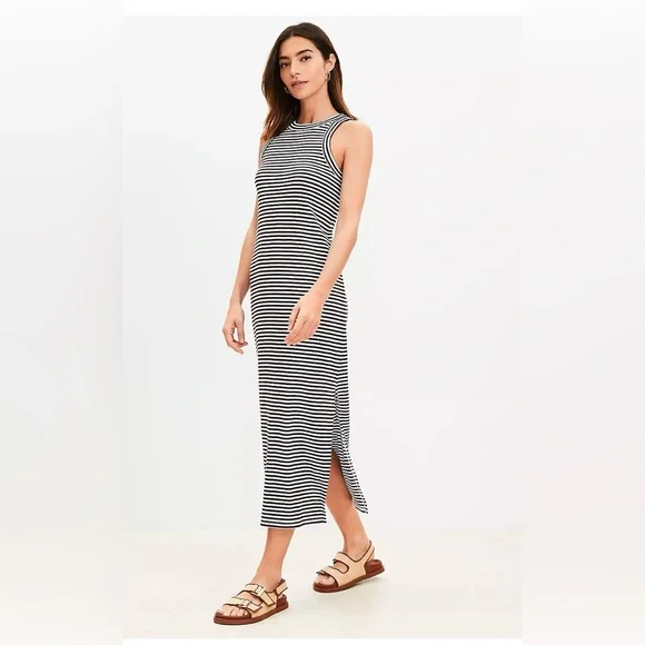 knee length dresses for ladies She's Waisted Women's Secretsculpt Ribbed Tank Midi Dress Black 5X/6X main image 1